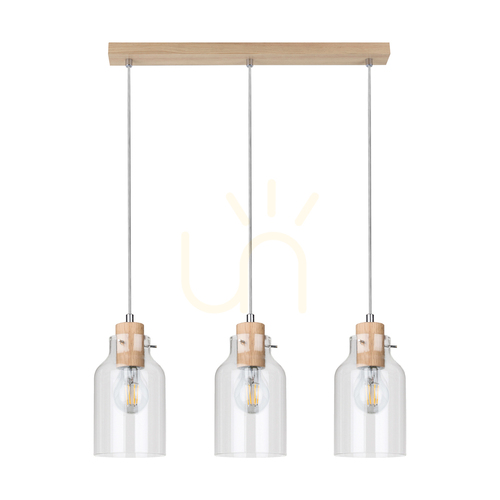 Kontrola Závěsné svítidlo Allexa, olejovaný dub, 3xE27, 52 cm