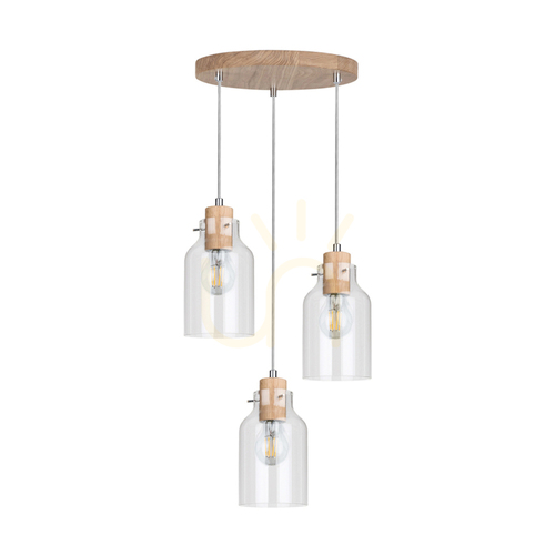 Kontrola Závěsné svítidlo Allexa, olejovaný dub, 3xE27, Ø30 cm