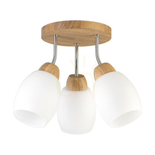 Kontrola Stropní svítidlo Skaja, olejovaný dub, 3xE27, Ø20 cm