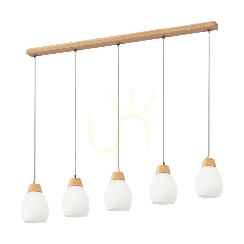 Skaja Pendant Light, Oiled Oak, 5xE27, 100 cm