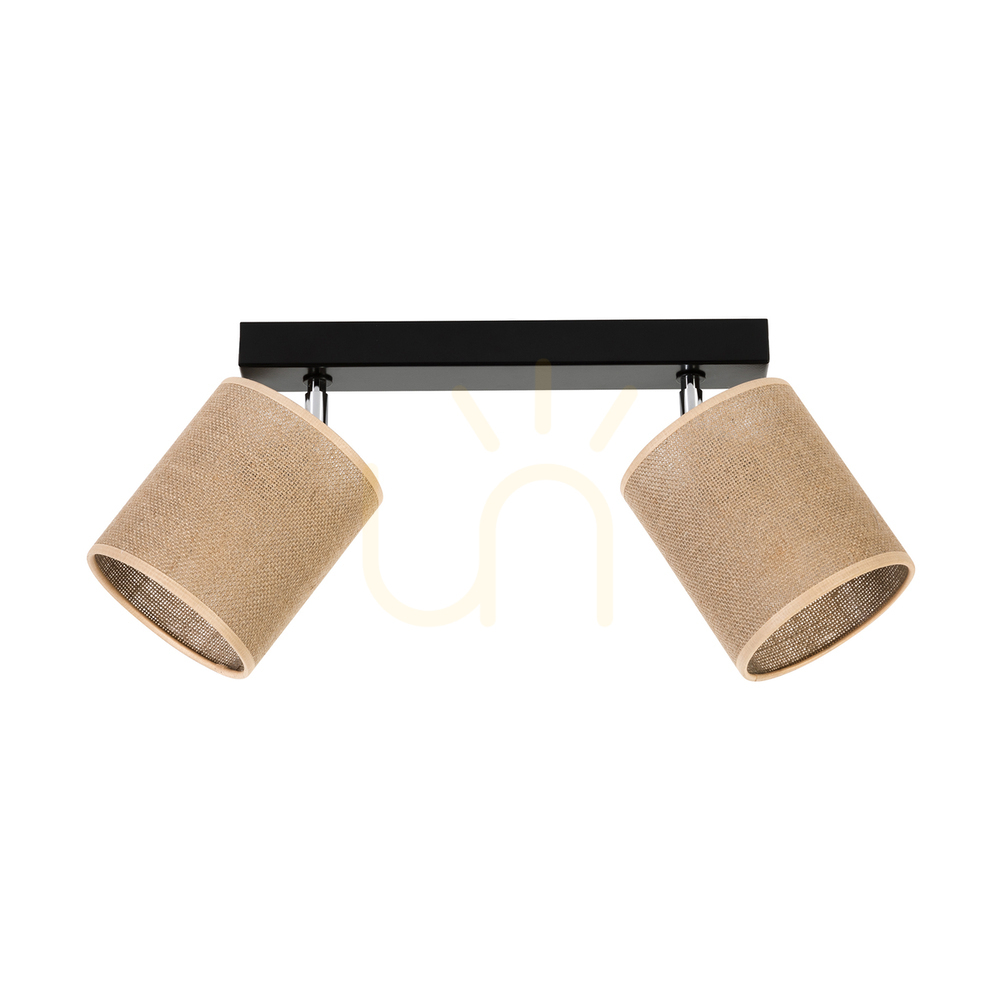 Stropní lampa Canva, černá s béžovým stínidlem, 2xE27, 52 cm