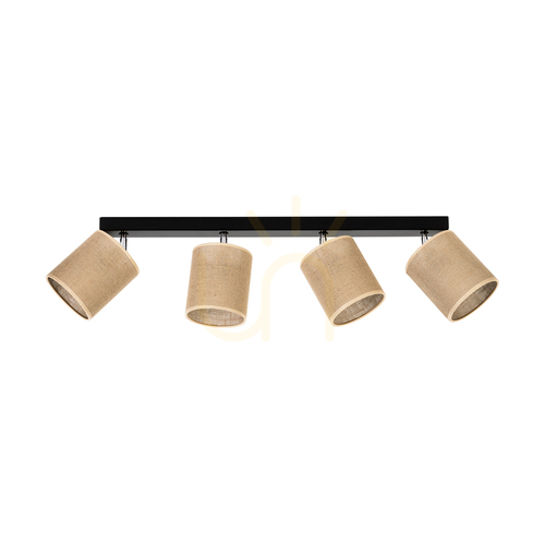 Kontrola Stropní svítidlo Canva, černé s béžovým stínidlem, 4xE27, 90 cm