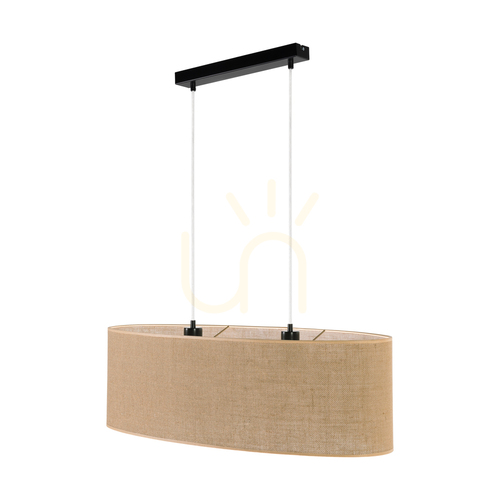 Kontrola Závěsné svítidlo Canva, černé s béžovým stínidlem, 2xE27, 80 cm