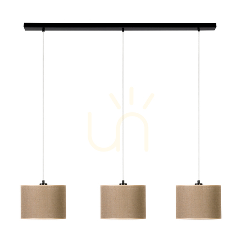 Kontrola Závěsné svítidlo Canva, černé s béžovým stínidlem, 3xE27, 100 cm