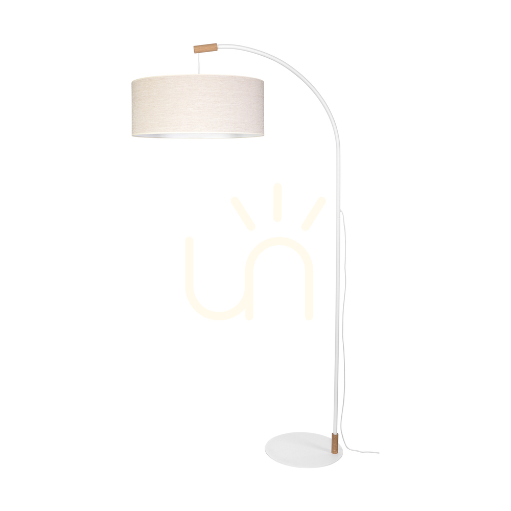 Brindille Floor Lamp, Oiled Oak/White, Beige Lampshade, 1xE27, 94 cm