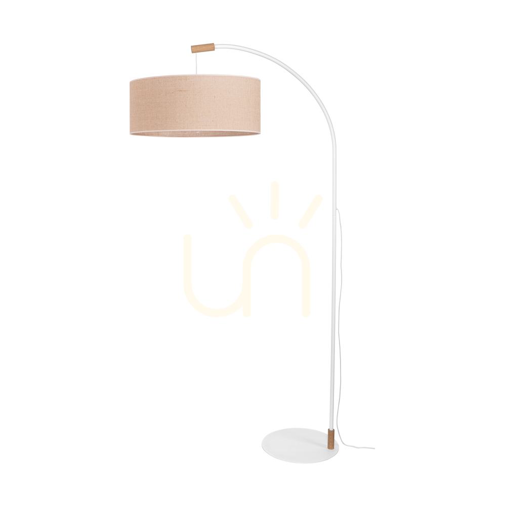 Brindille Floor Lamp, Oiled Oak/White, Beige Lampshade, 1xE27, 94 cm
