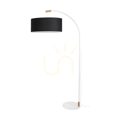 Kontrola Stojací lampa Brindille, olejovaný dub/bílá, černé stínidlo, 1xE27, 94 cm