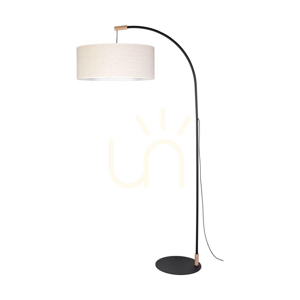 Brindille Floor Lamp, Oiled Oak/Black, Beige Lampshade, 1xE27, 94 cm
