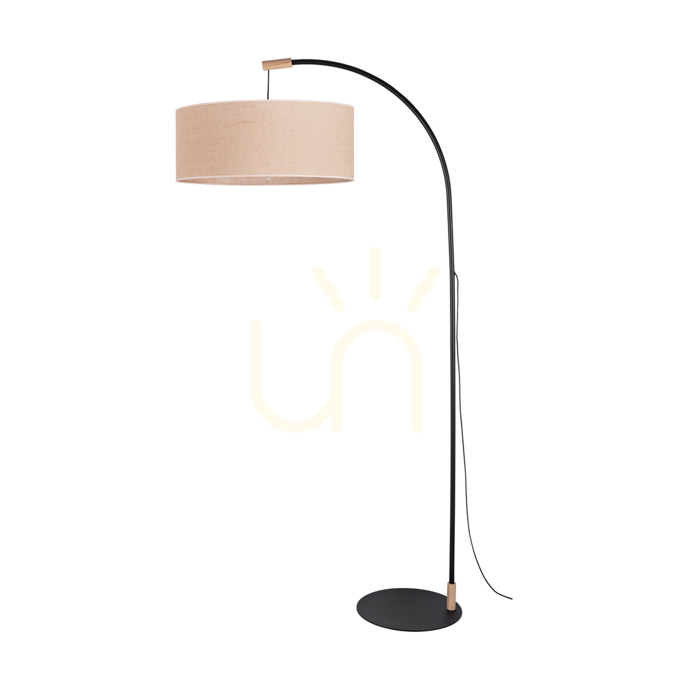 Brindille Floor Lamp, Oiled Oak/Black, Beige Lampshade, 1xE27, 94 cm