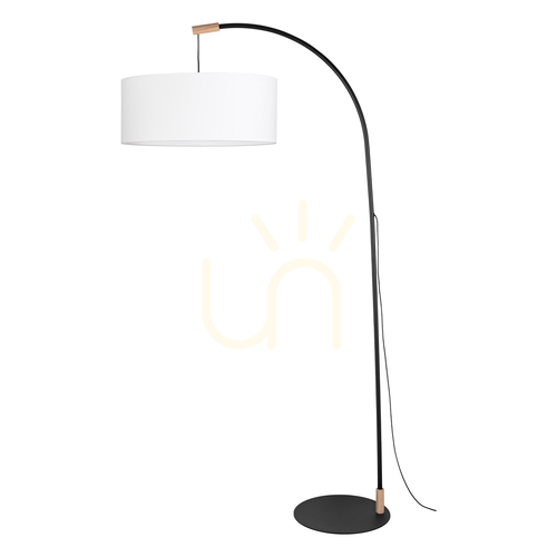 Kontrola Stojací lampa Brindille, olejovaný dub/černá, bílé stínidlo, 1xE27, 94 cm