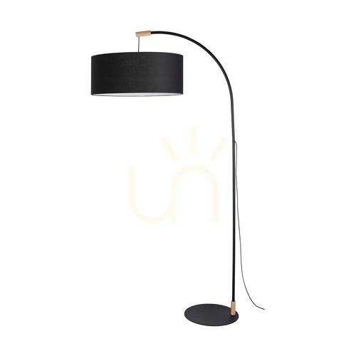 Kontrola Stojací lampa Brindille, olejovaný dub/černá, černé stínidlo, 1xE27, 94 cm
