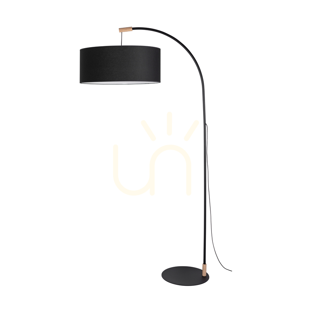 Brindille Floor Lamp, Oiled Oak/Black, Black Lampshade, 1xE27, 94 cm