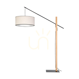 Stojací lampa Savra, olejovaný dub/černá, béžovo-černé stínidlo, 1xE27, 160 cm small 0