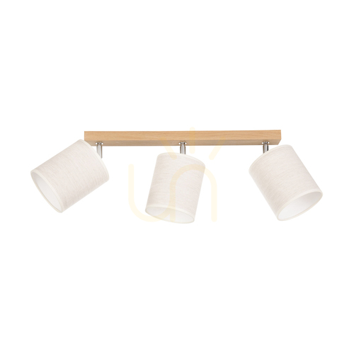Kontrola Stropní svítidlo Dreva, olejovaný dub, béžový stínidlo, 3xE27, 67 cm