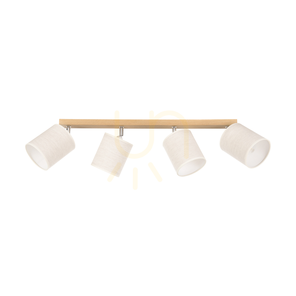 Dreva Ceiling Light, Oiled Oak, Beige Shade, 4xE27, 90 cm