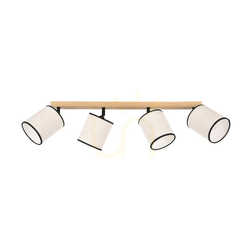 Dreva Ceiling Light, Oiled Oak, Beige-Black Shade, 4xE27, 90 cm