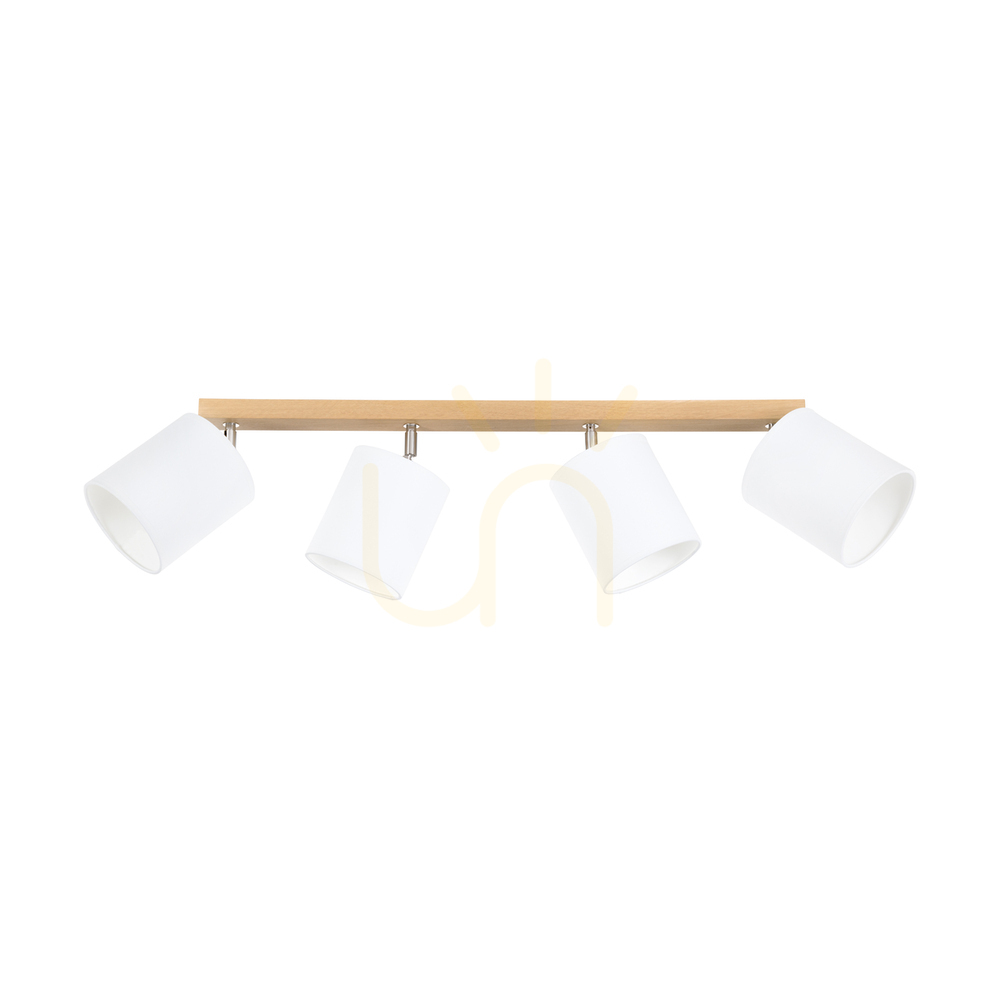 Dreva Ceiling Light, Oiled Oak, White Shade, 4xE27, 90 cm