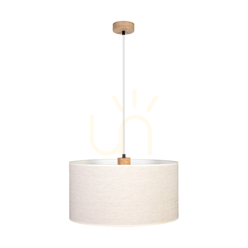 Kontrola Závěsné svítidlo Dreva, olejovaný dub, béžový stínidlo, 1xE27, Ø50 cm