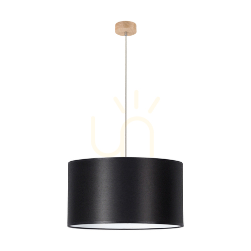 Kontrola Závěsné svítidlo Dreva, olejovaný dub, černý stínidlo, 1xE27, Ø50 cm
