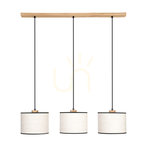 Závěsné svítidlo Brinova Dreva – olejovaný dub, béžovo-černá stínidla, 3×E27, 100 cm small 0