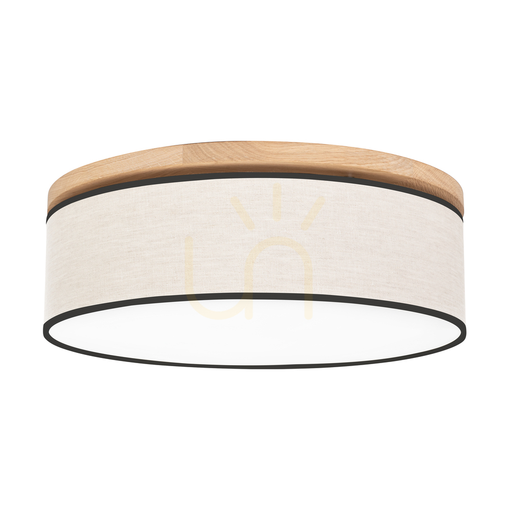 Ignis Ceiling Light, Oiled Oak, Beige-Black Shade, 3xE27, Ø48 cm
