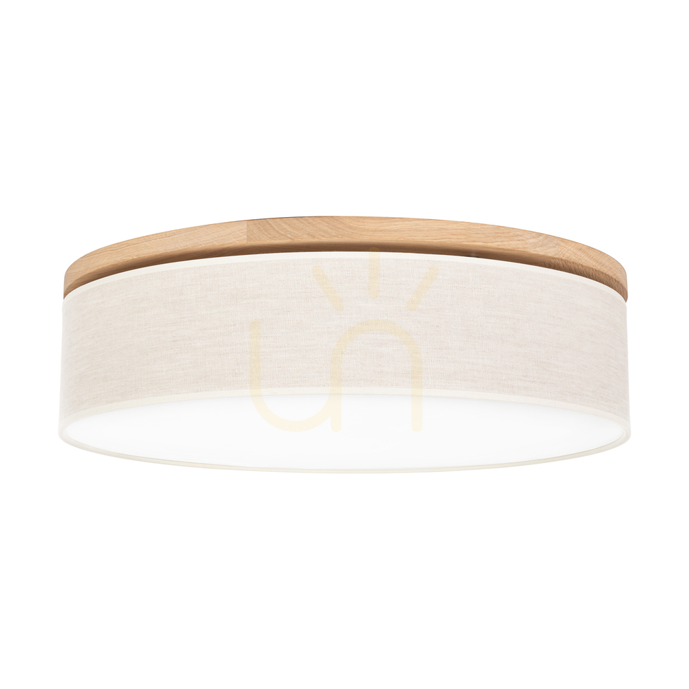 Ignis Ceiling Light, Oiled Oak, Beige Shade, 4xE27, Ø58 cm