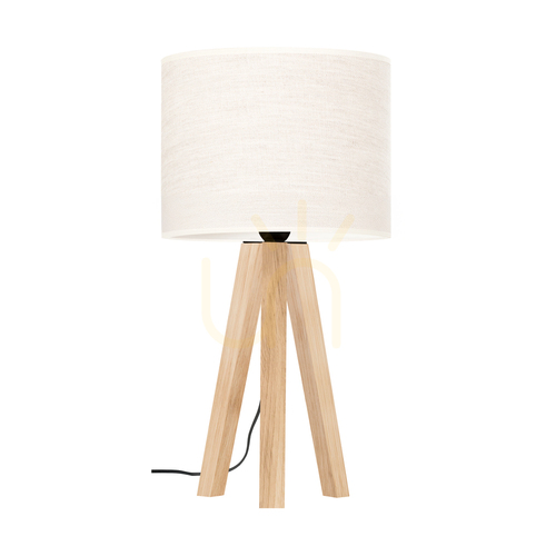 Kontrola Stolní lampa Solea, olejovaný dub, béžové stínidlo, 1xE27, Ø22 cm
