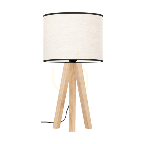 Kontrola Stolní lampa Solea, olejovaný dub, béžovo-černý stínidlo, 1xE27, Ø22 cm