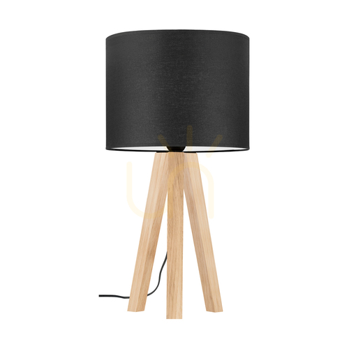 Kontrola Stolní lampa Solea, olejovaný dub, černý stínidlo, 1xE27, Ø22 cm