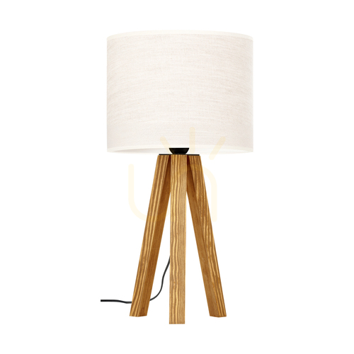 Kontrola Stolní lampa Solea, hnědá, béžový stínidlo, 1xE27, Ø22 cm