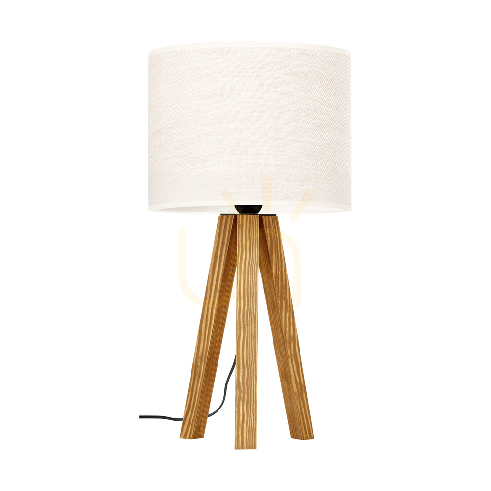 Solea Table Lamp, Brown, Beige Lampshade, 1xE27, Ø22 cm
