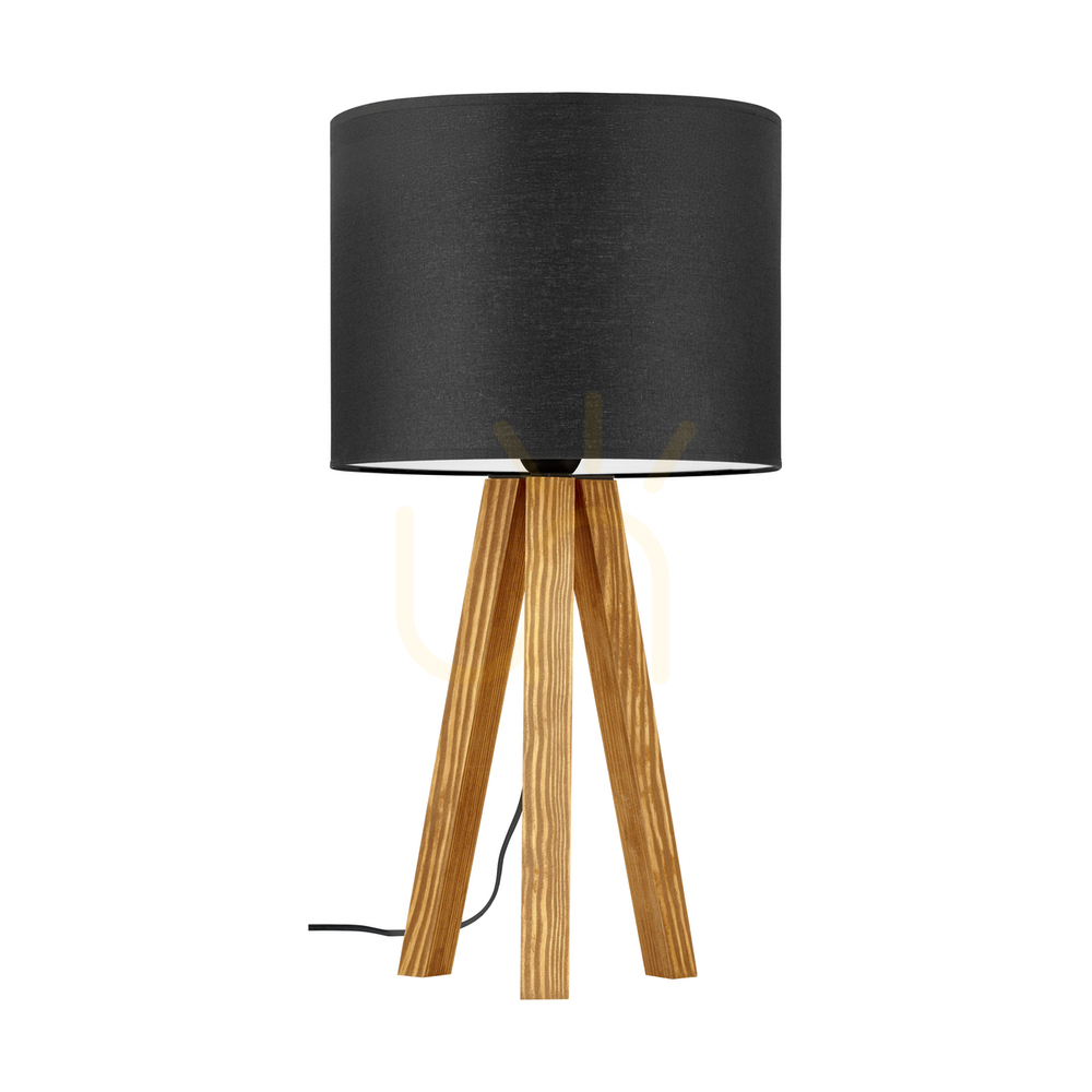 Solea Table Lamp, Brown, Black Lampshade, 1xE27, Ø22 cm