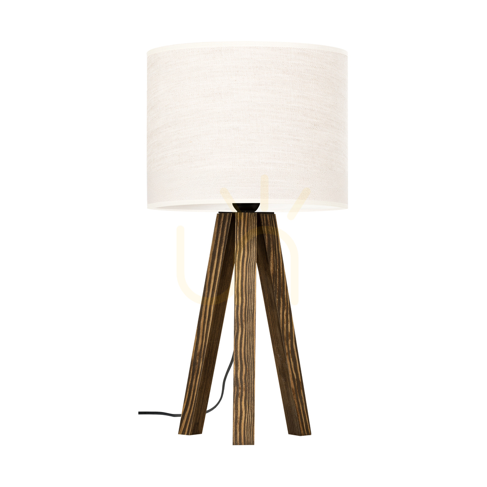 Solea Table Lamp, Walnut, Beige Lampshade, 1xE27, Ø22 cm