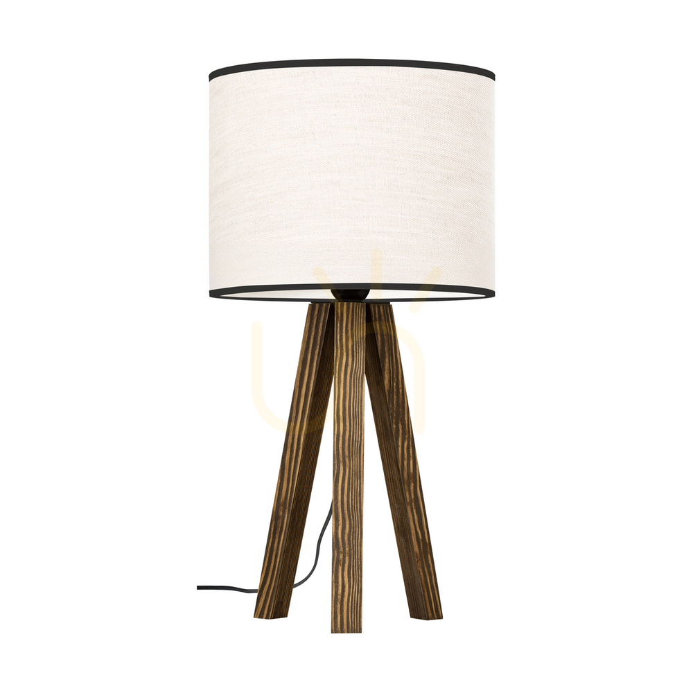 Solea Table Lamp, Walnut, Beige-Black Lampshade, 1xE27, Ø22 cm