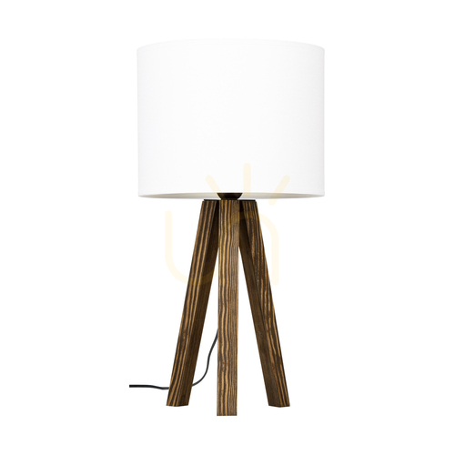 Kontrola Stolní lampa Solea, ořech, bílé stínidlo, 1xE27, Ø22 cm
