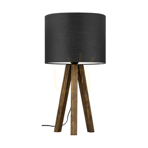 Kontrola Stolní lampa Solea, ořech, černý stínidlo, 1xE27, Ø22 cm