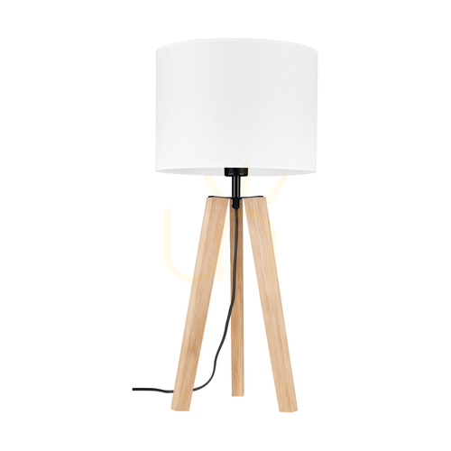 Kontrola Stolní lampa Solea, olejovaný dub/černá, bílé stínidlo, 1xE27, Ø30 cm