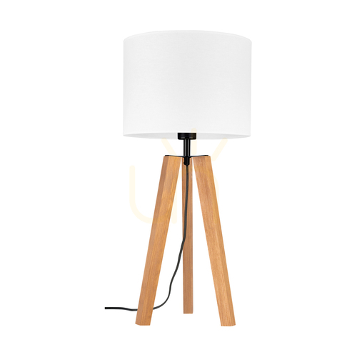 Kontrola Stolní lampa Solea, hnědá/černá, bílý stínidlo, 1xE27, Ø30 cm