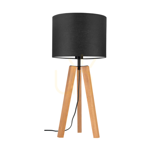 Kontrola Stolní lampa Solea, hnědá/černá, černé stínidlo, 1xE27, Ø30 cm