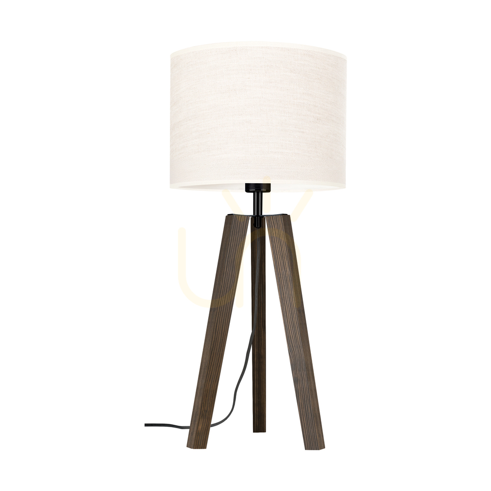 Solea Table Lamp, Walnut/Black with Beige Shade, 1xE27, Ø30 cm