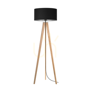 Stojací lampa Solea, olejovaný dub/černá, černé stínidlo, 1xE27, Ø50 cm small 0