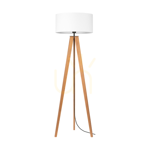 Kontrola Stojací lampa Solea, hnědá/černá, bílé stínidlo, 1xE27, Ø50 cm