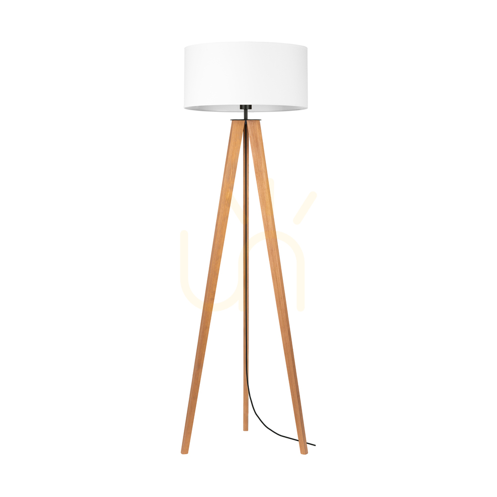 Solea Floor Lamp, Brown/Black, White Lampshade, 1xE27, Ø50 cm