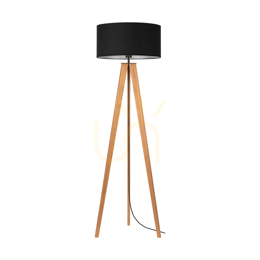Solea Floor Lamp, Brown/Black, Black Lampshade, 1xE27, Ø50 cm