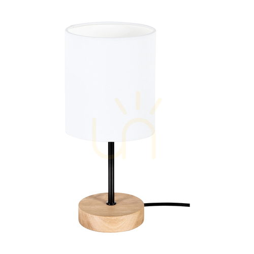 Kontrola Stolní lampa Dreva, olejovaný dub/černá, bílé stínidlo, 1xE27, Ø13 cm