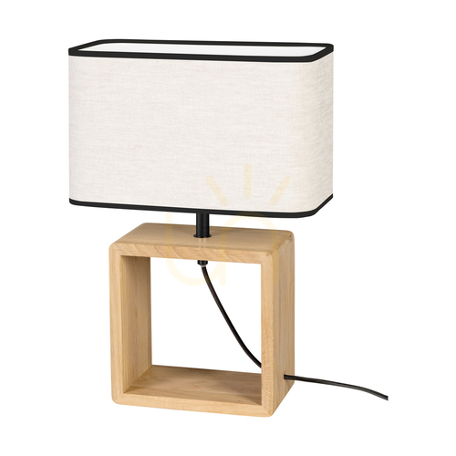 Kontrola Stolní lampa Silva, olejovaný dub/černá, béžovo-černý stínidlo, 1xE27, 30 cm