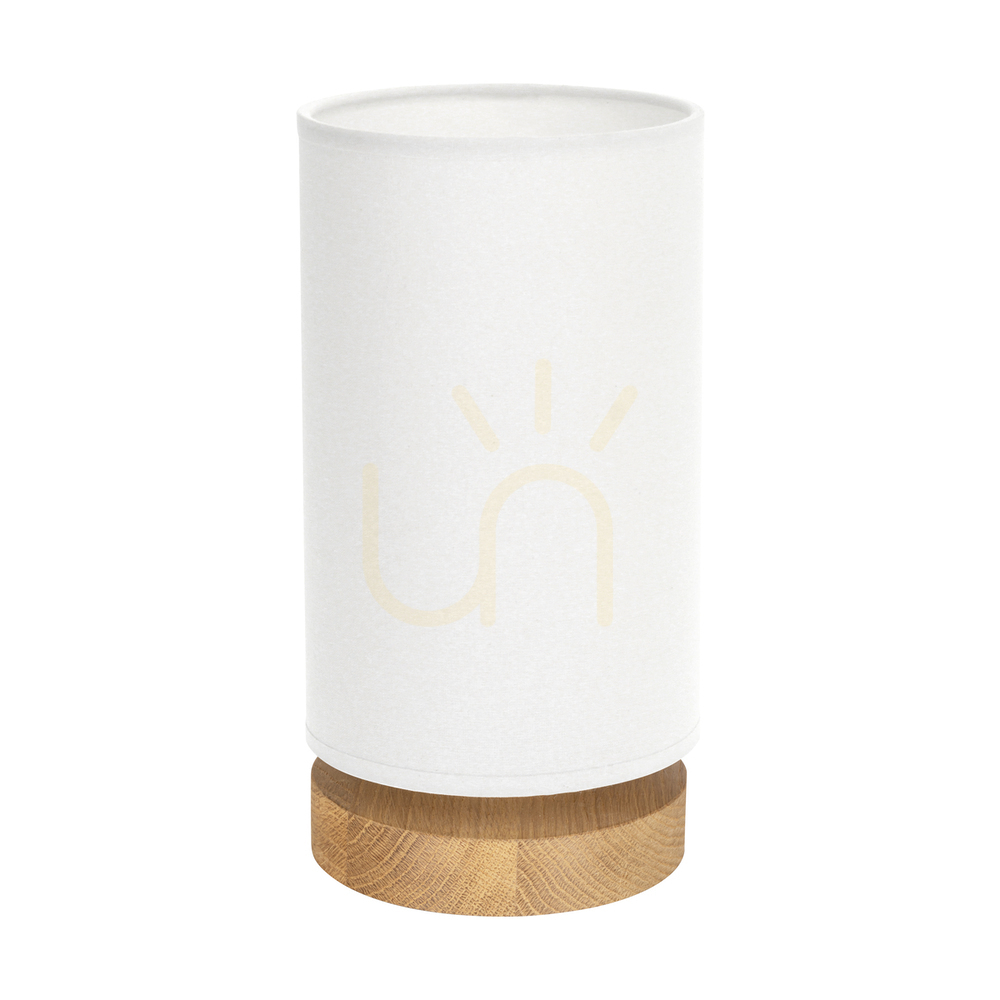 Nigella Table Lamp, Oiled Oak, White Lampshade, 1xE27, Ø12 cm