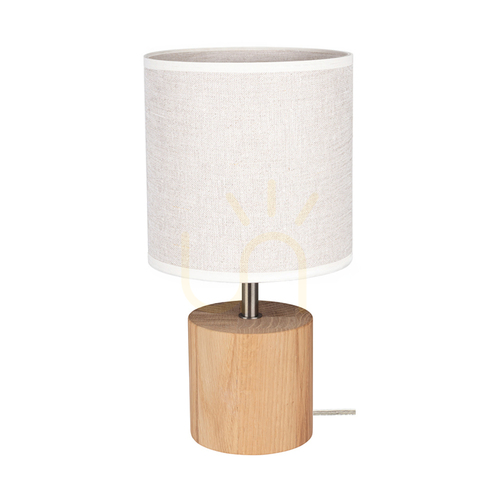 Kontrola Stolní lampa Arden, olejovaný dub/satén, béžové stínidlo, 1xE27, Ø17 cm