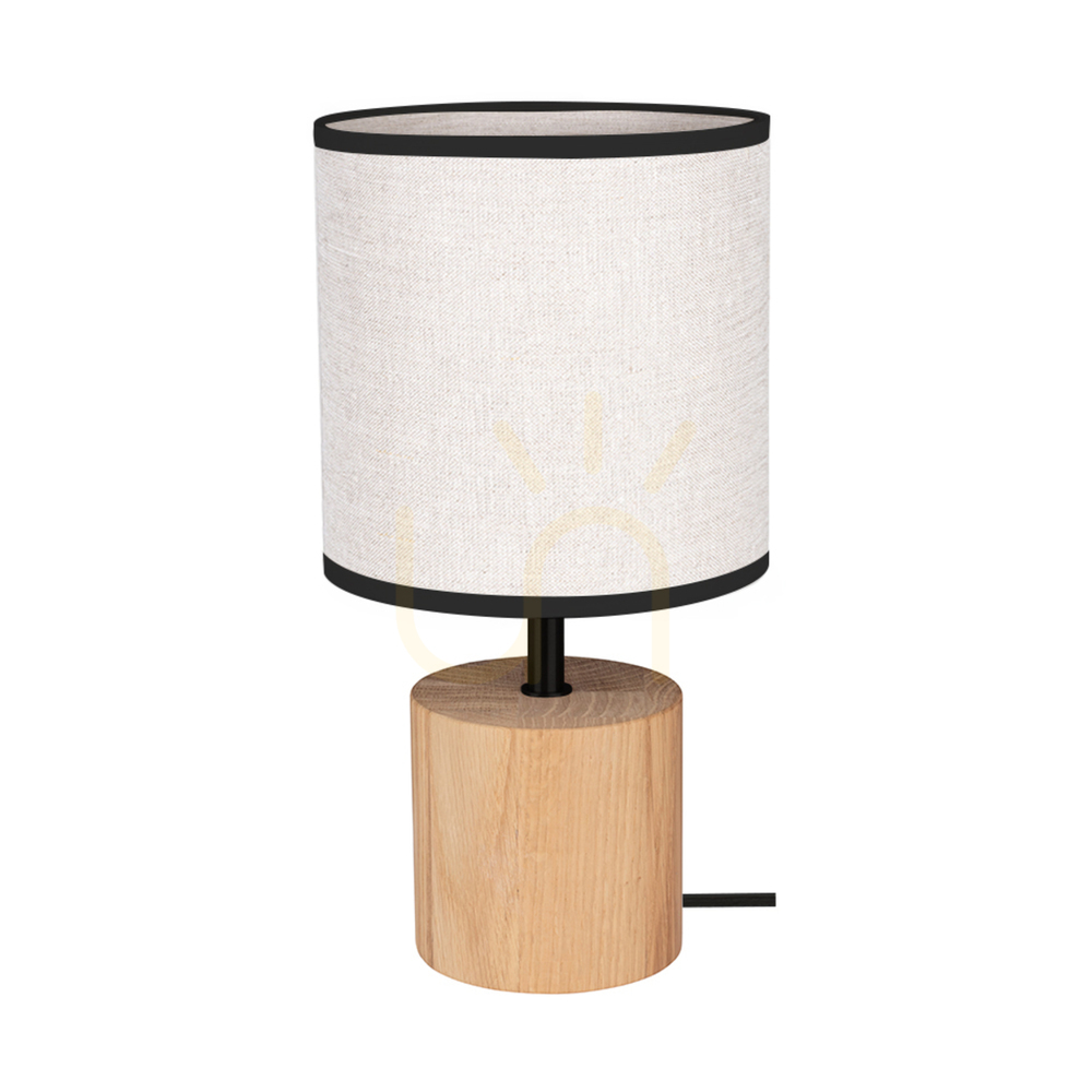 Stolní lampa Arden, olejovaný dub/černá, béžovo-černé stínidlo, 1xE27, Ø17 cm