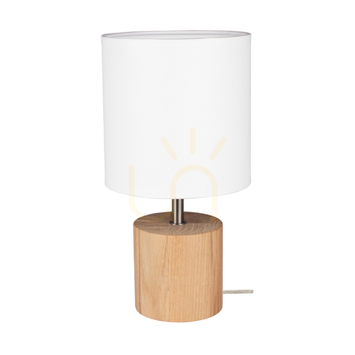 Kontrola Stolní lampa Arden, olejovaný dub/satén, bílé stínidlo, 1xE27, Ø 17 cm